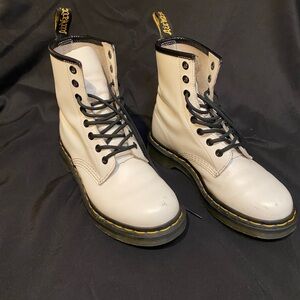 Dr. Martens White and Black 8-Eye Leather Boots Size 6